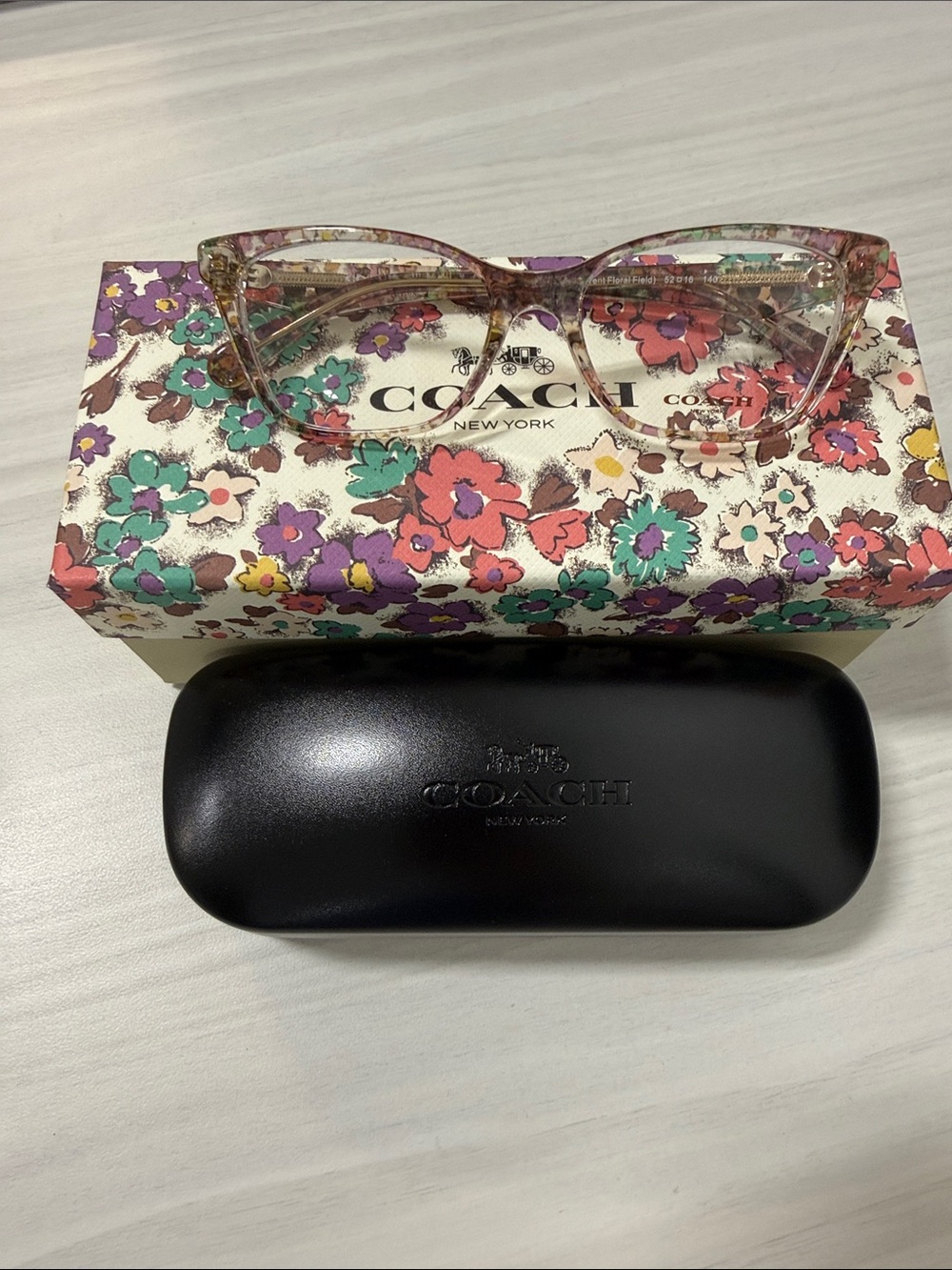 Coach Clear Pink Floral-Accented Women's Eyeglasses hc6248U
